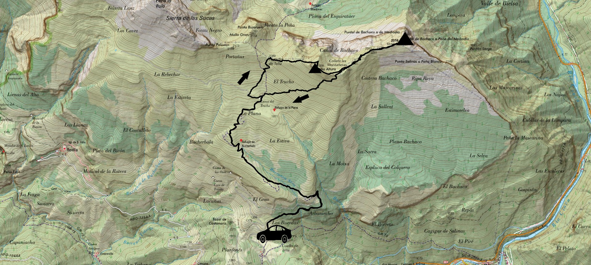 Mapa de la ruta realizada tomado en el visor Iberpix