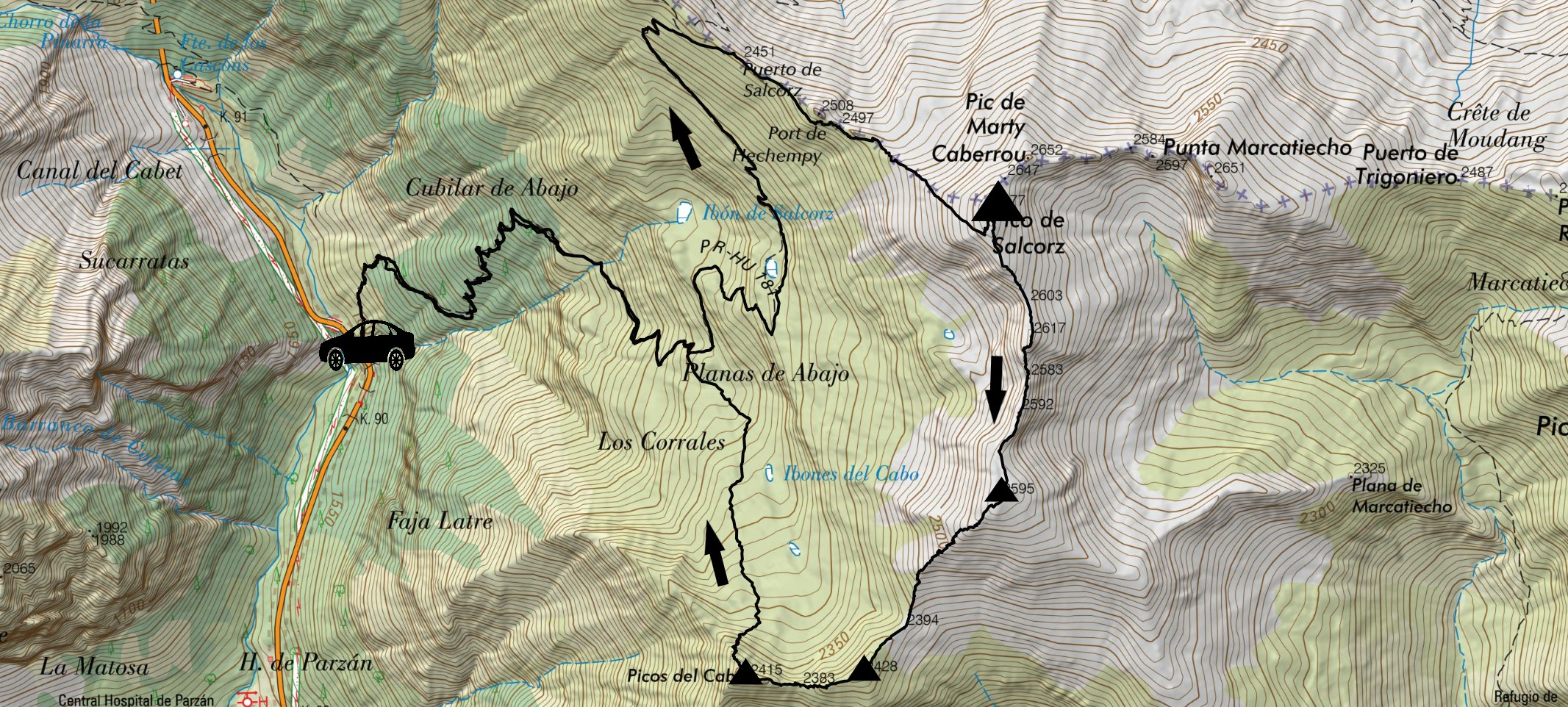 Mapa de la ruta realizada tomado en el visor Iberpix