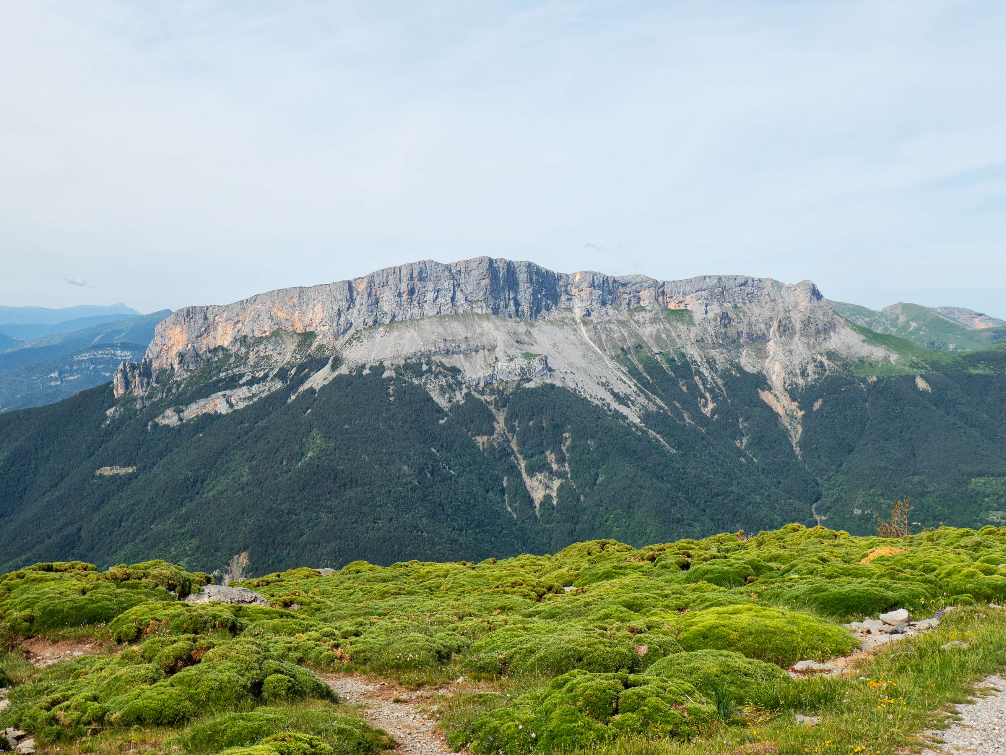 Lo que sí que es de origen natural es el espectacular <a href="https://triptomontes.com/castillo-mayor-y-pena-lombre-desde-puertolas/">Castillo Mayor</a>, que con su tremenda muralla caliza rodeándolo en casi toda su circunferencia, vigila la otra vertiente de la profunda Garganta de Escuaín.