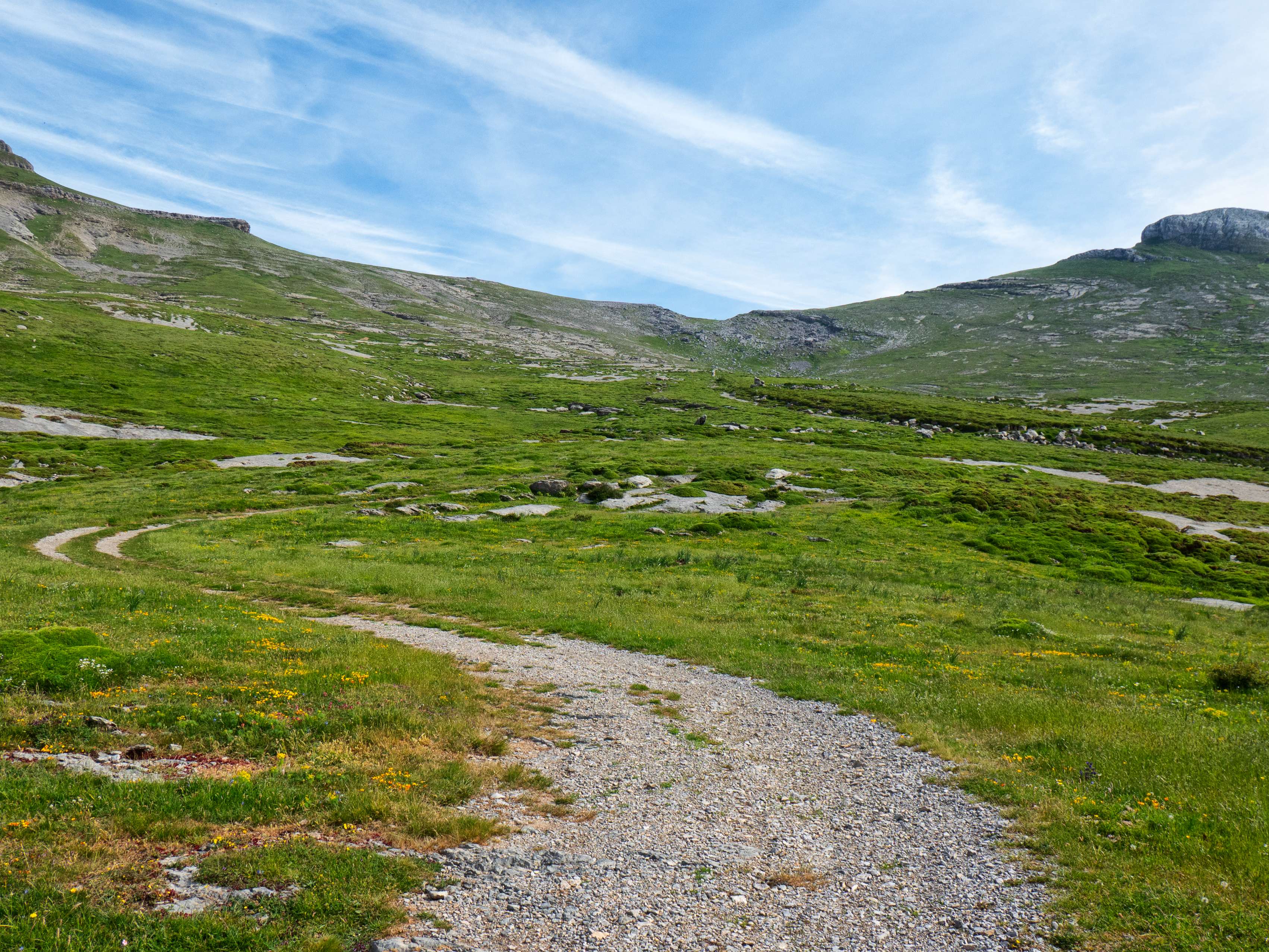 ...debemos ganar el Portiello de Tella, el principal (y diría que único) paso entre el valle del río Yaga y el de Pineta. La pista se acerca a él de forma suave, pero sobre los 1.900 metros gira a la izquierda para avanzar hacia la cara sur de la Pala de Montinier, dirección que no nos interesa.