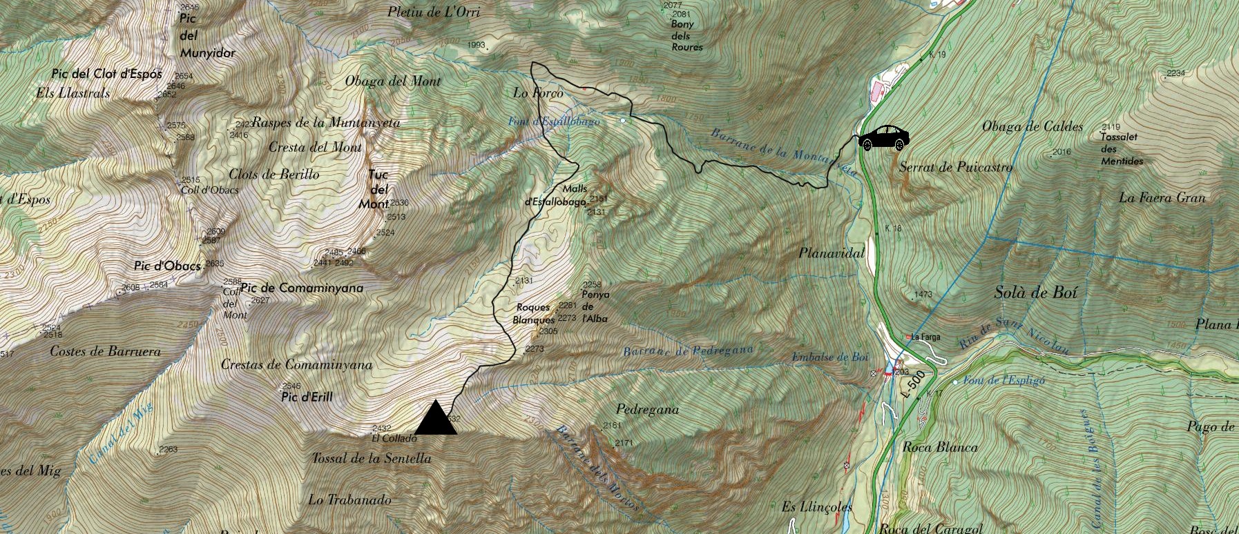 Mapa de la ruta realizada tomado en el visor Iberpix